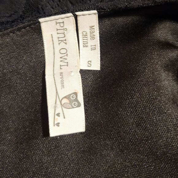 Pink Owl Black Lace Keyhole Front 3/4 Sleeve Dress Size Small - Picture 4 of 9